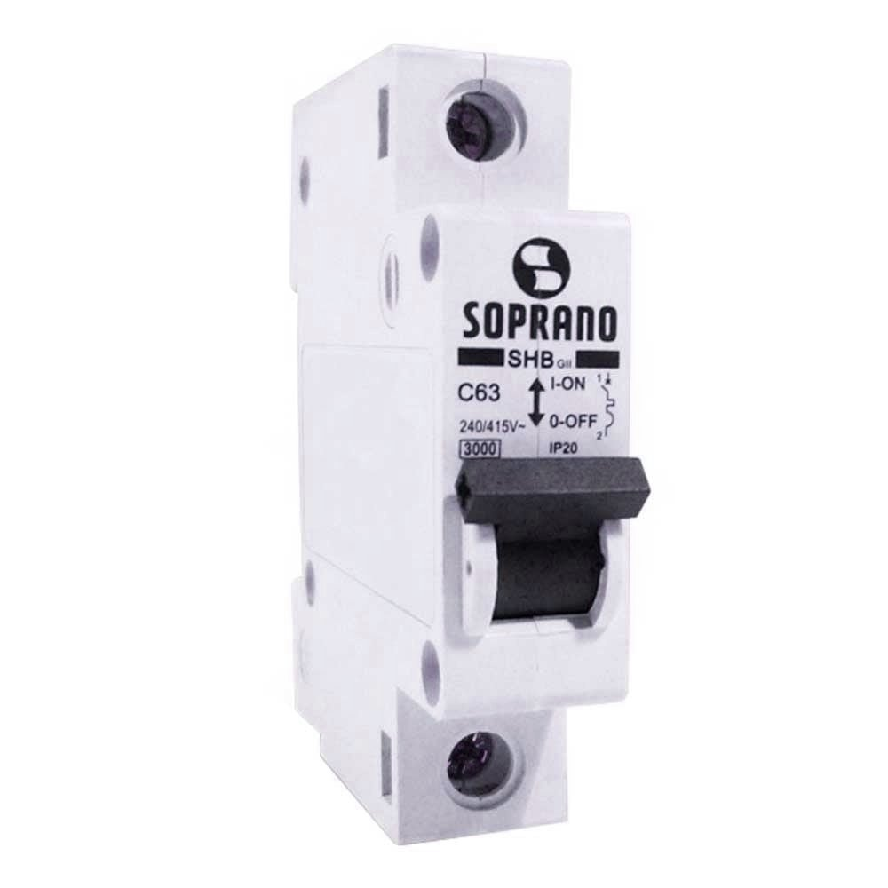 Disjuntor Soprano Din SHB-GII 1P 20A Curva C Branco Disjuntor Soprano Din SHB-GII 1P 20A Curva C Branco