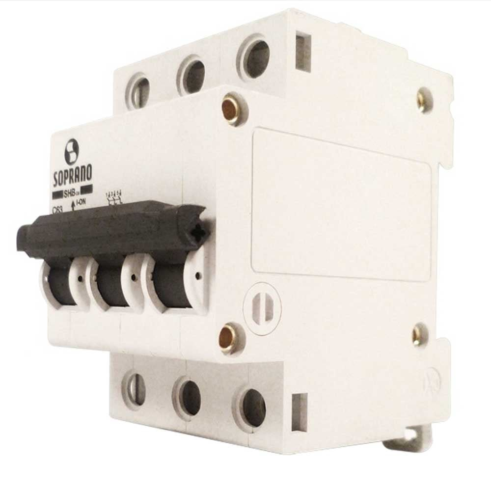 Disjuntor Soprano DIN 3P 16A SHB-GII Curva C Branco Disjuntor Soprano DIN 3P 16A SHB-GII Curva C Branco