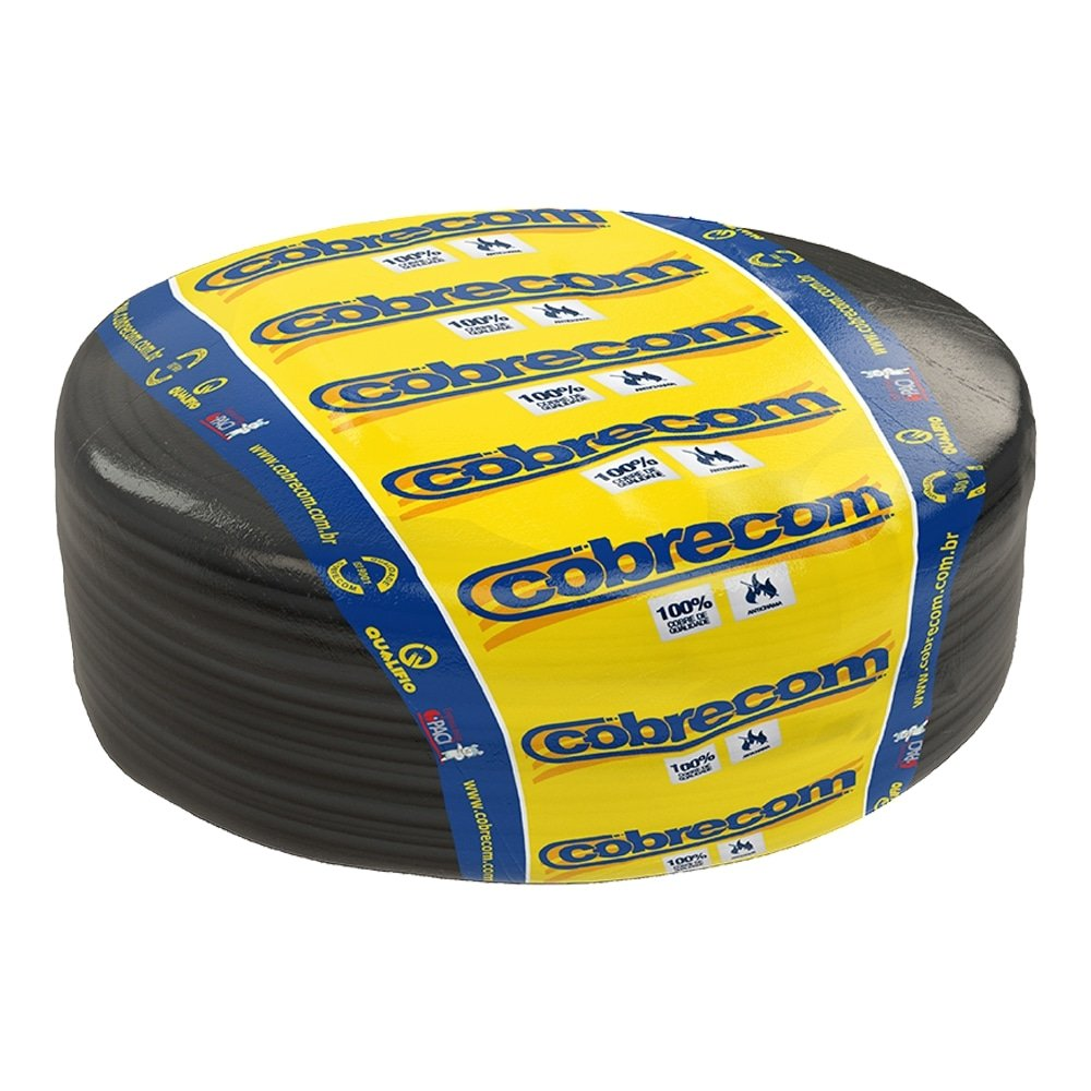 Cabo Rígido Cobrecom 7 Pernas 6mmx100m Rolo 750V Preto Cabo Rígido Cobrecom 7 Pernas 6mmx100m Rolo 750V Preto
