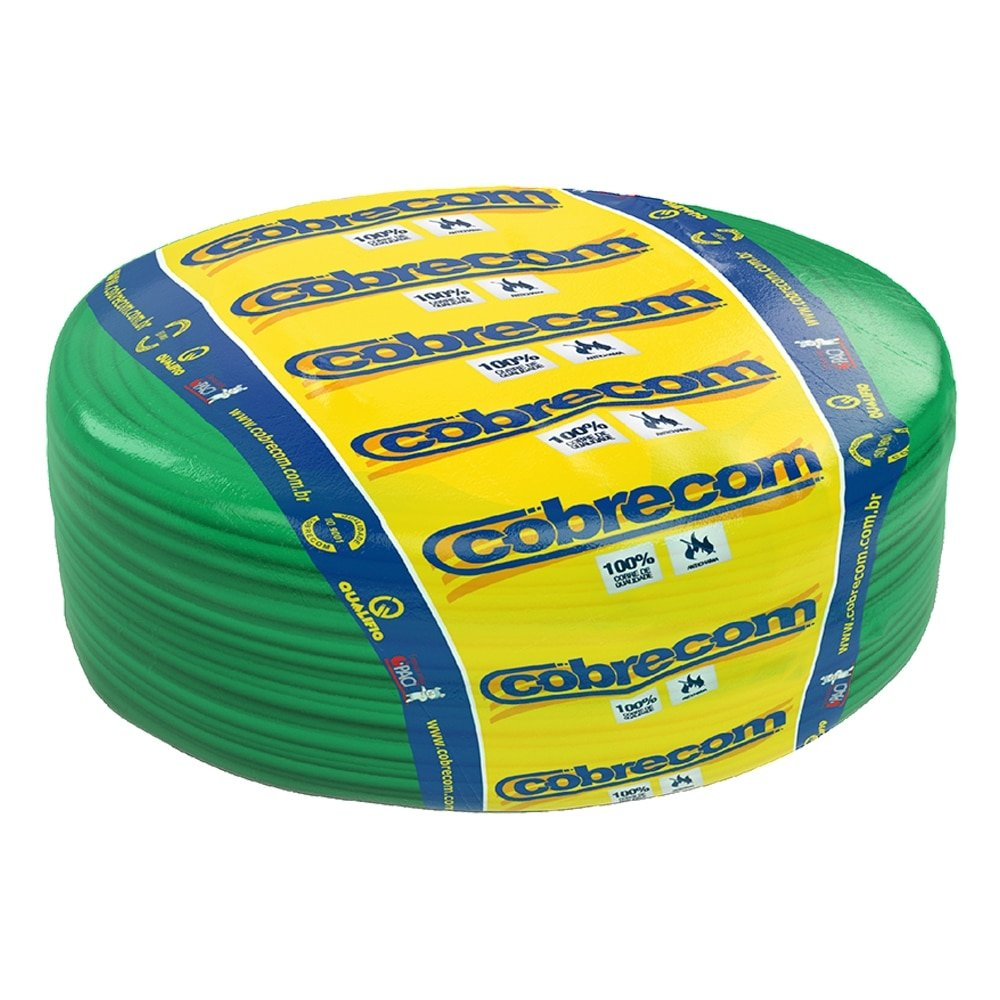 Cabo Rígido Cobrecom 7 Pernas 6mmx100m Rolo 750V Verde Cabo Rígido Cobrecom 7 Pernas 6mmx100m Rolo 750V Verde