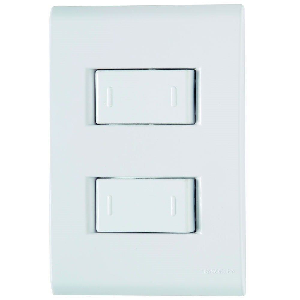 Interruptor Lizflex Tramontina 2 Teclas Paralelas 10A 250V com Placa Branca Interruptor Lizflex Tramontina 2 Teclas Paralelas 10A 250V com Placa Branca