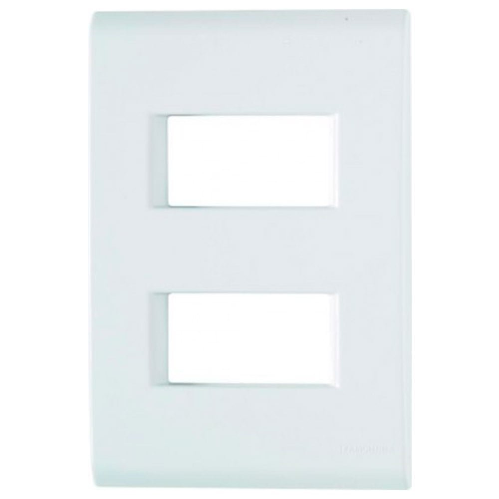 Placa Liz Tramontina 4x2 com 2 Postos Afastados Horizontal Branca Placa Liz Tramontina 4x2 com 2 Postos Afastados Horizontal Branca