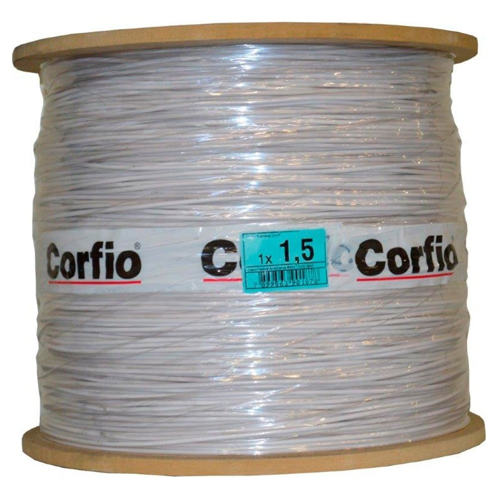 Cabo Flexível Corfio 1,5mmx1400m Bobina 750V Branco