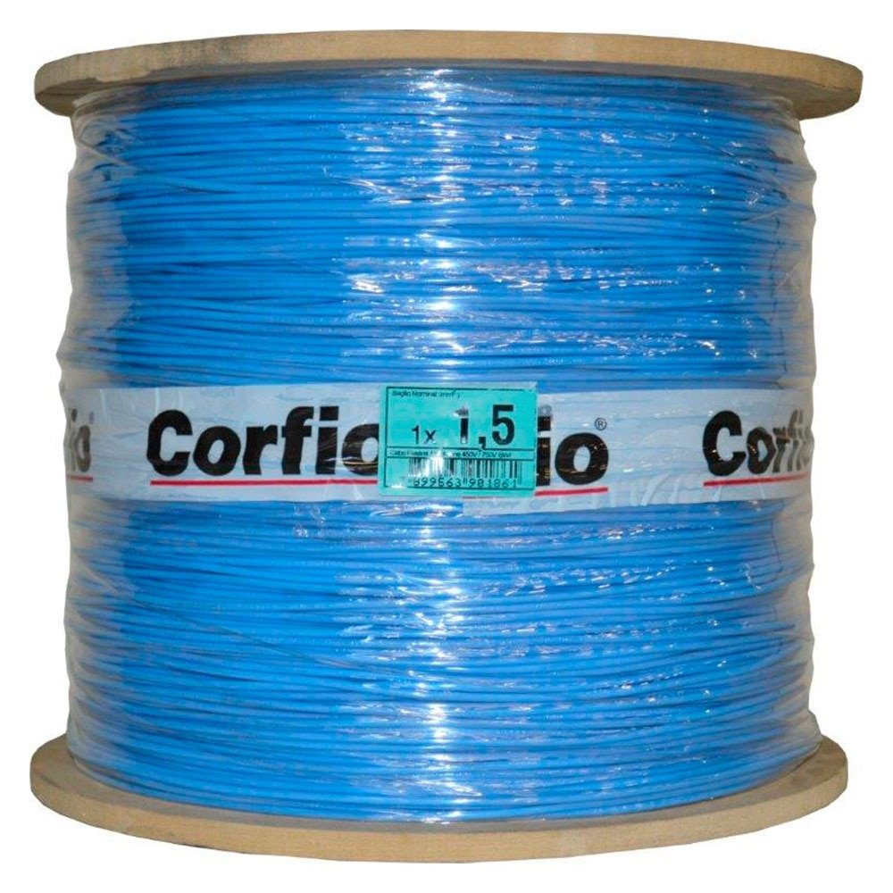Cabo Flexível Corfio 1,5mmx1400m Bobina 750V Azul Cabo Flexível Corfio 1,5mmx1400m Bobina 750V Azul