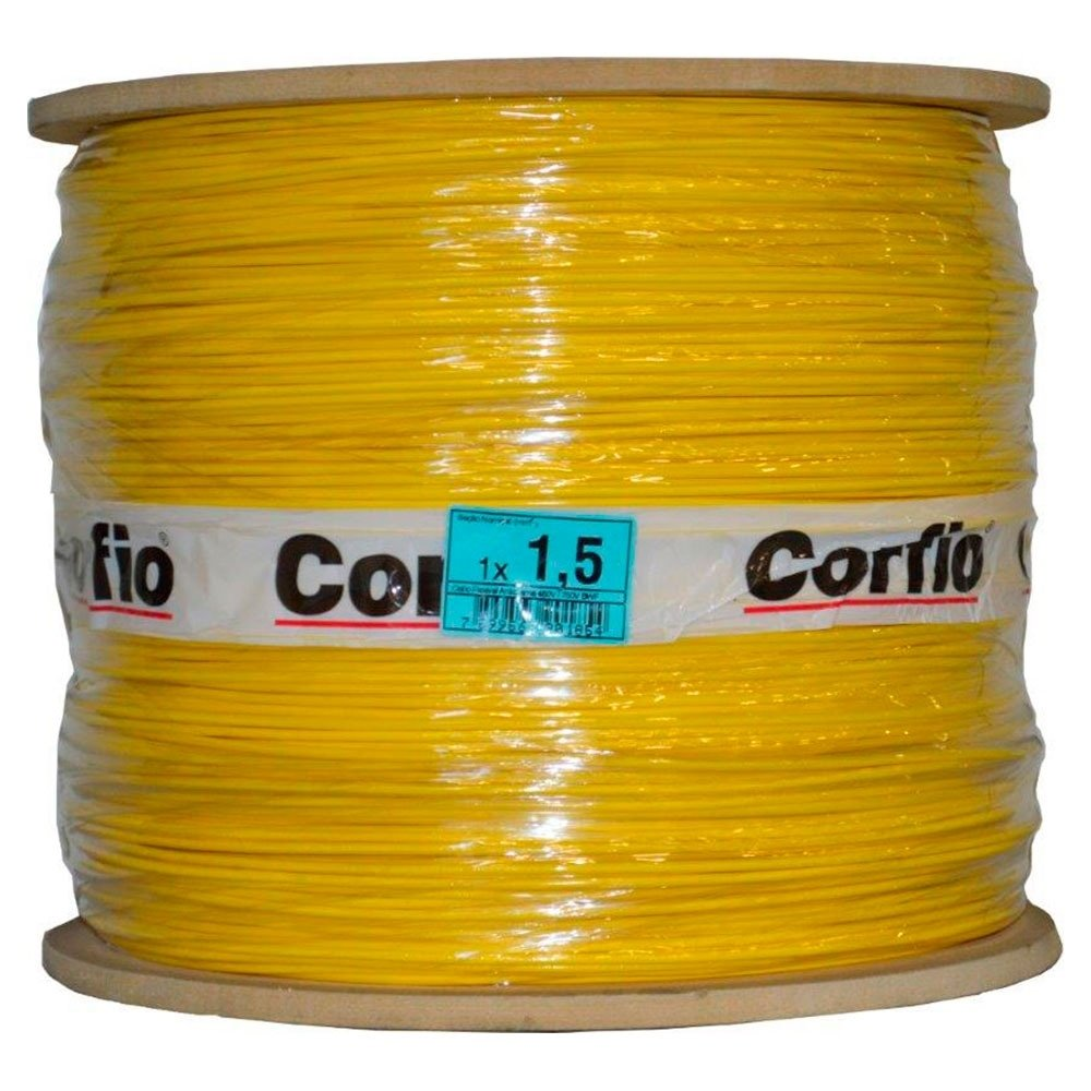 Cabo Flexível Corfio 1,5mmx1400m Bobina 750V Amarelo Cabo Flexível Corfio 1,5mmx1400m Bobina 750V Amarelo