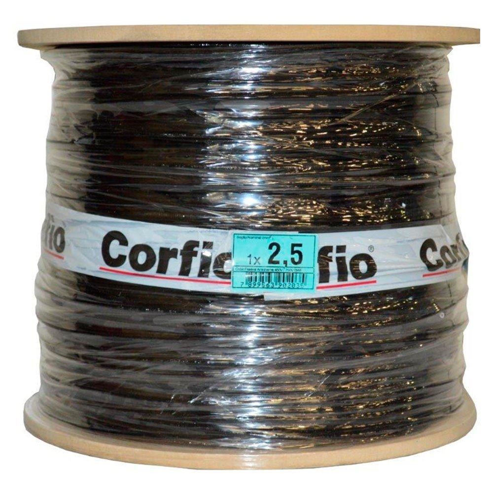 Cabo Flexível Corfio 2,5mmx900m Bobina 750V Preto Cabo Flexível Corfio 2,5mmx900m Bobina 750V Preto