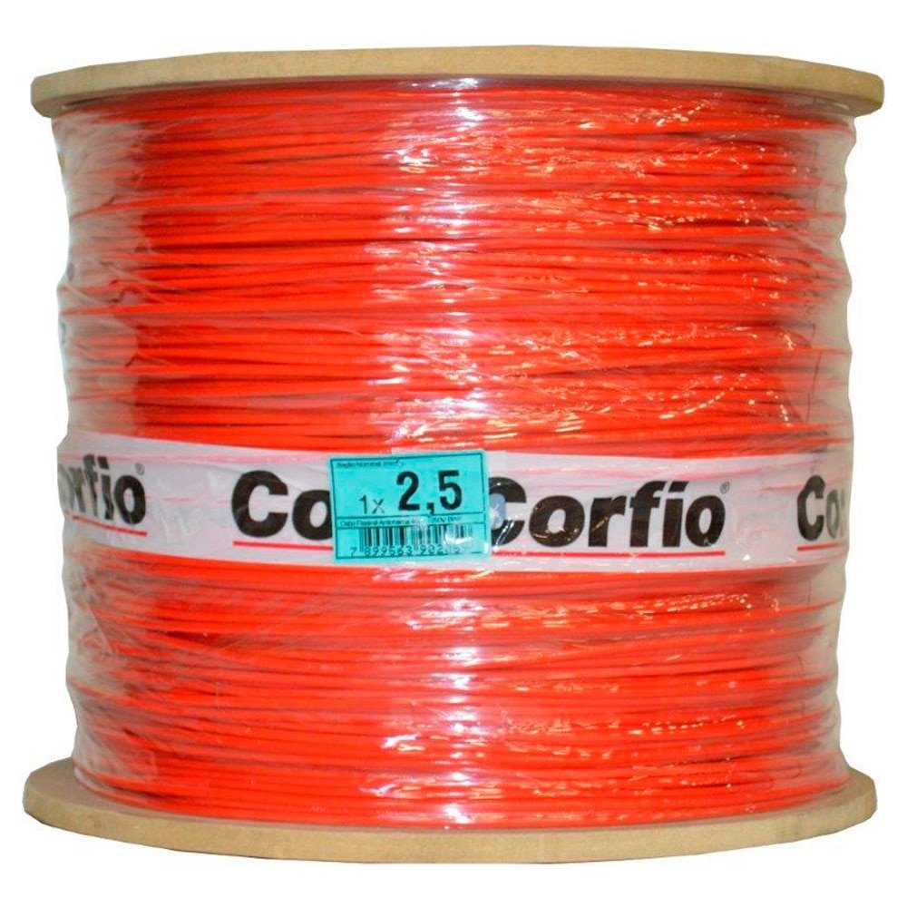 Cabo Flexível Corfio 2,5mmx900m Bobina 750V Vermelho Cabo Flexível Corfio 2,5mmx900m Bobina 750V Vermelho