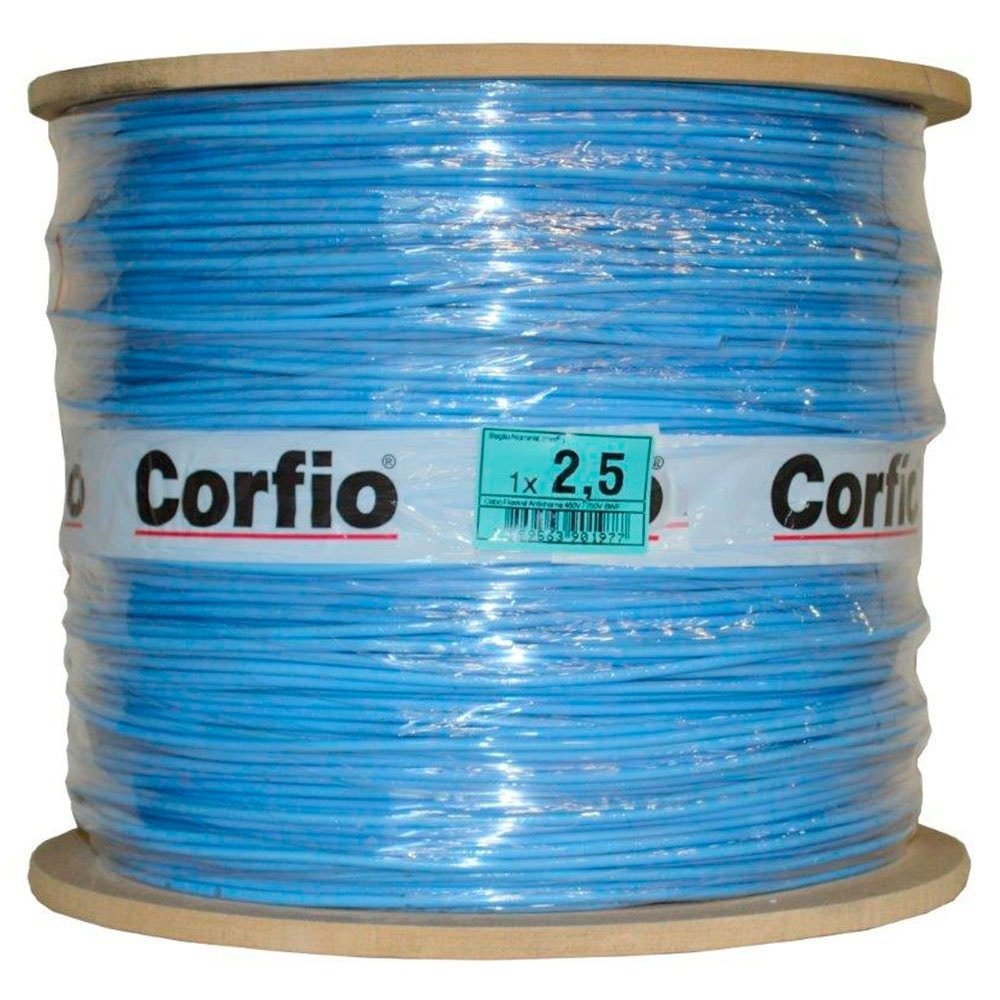 Cabo Flexível Corfio 2,5mmx900m Bobina 750V Azul Cabo Flexível Corfio 2,5mmx900m Bobina 750V Azul