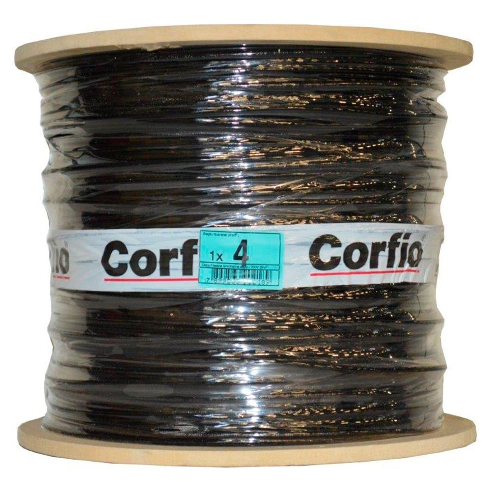 Cabo Flexível Corfio 4mmx600m Bobina 750V Preto Cabo Flexível Corfio 4mmx600m Bobina 750V Preto