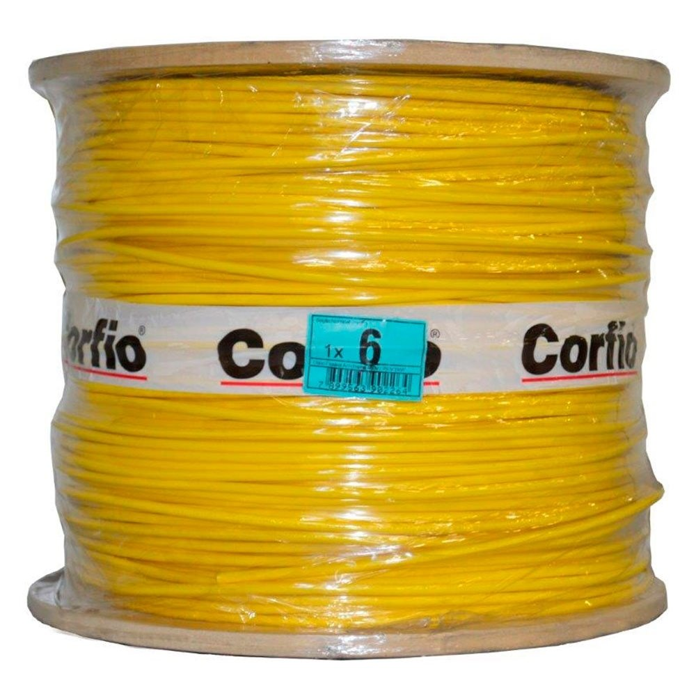 Cabo Flexível Corfio 6mmx500m Bobina 750V Amarelo Cabo Flexível Corfio 6mmx500m Bobina 750V Amarelo