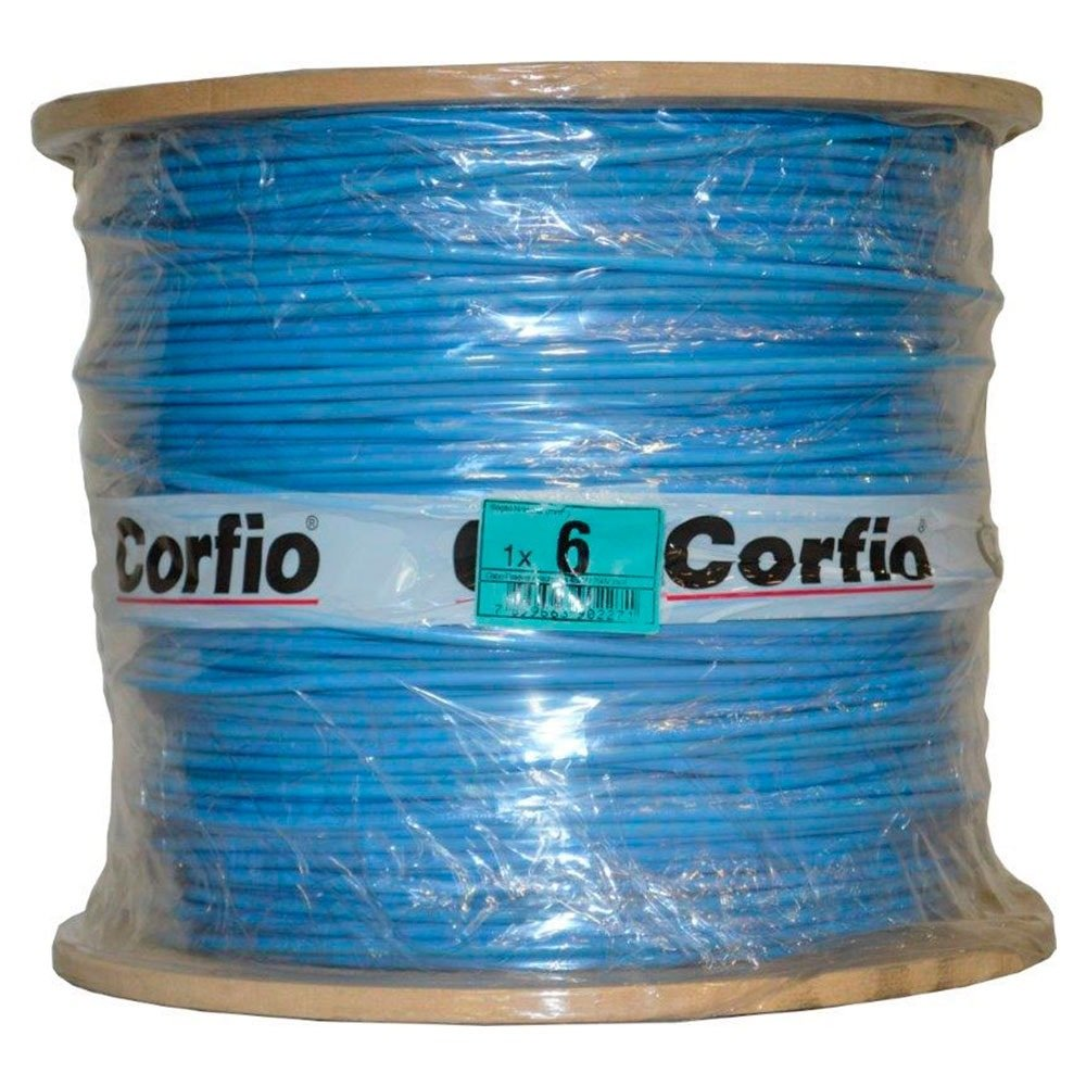 Cabo Flexível Corfio 6mmx500m Bobina 750V Azul Cabo Flexível Corfio 6mmx500m Bobina 750V Azul