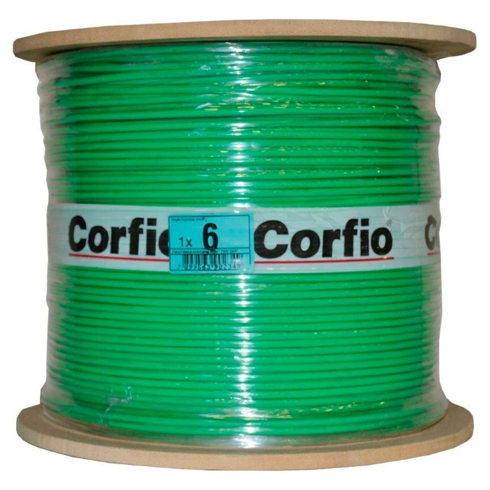 Cabo Flexível Corfio 6mmx500m Bobina 750V Verde