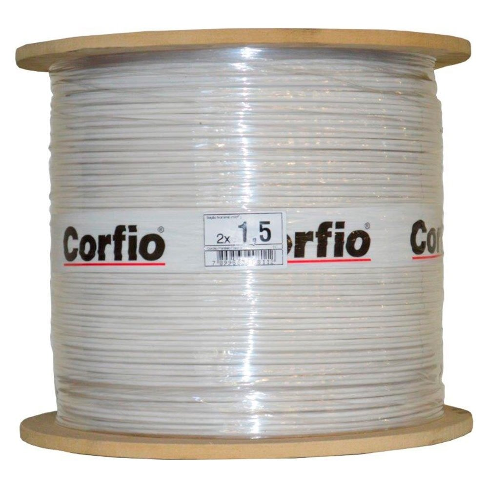 Cordão Paralelo Corfio 2x1,50mmx500m Bobina Branco Cordão Paralelo Corfio 2x1,50mmx500m Bobina Branco