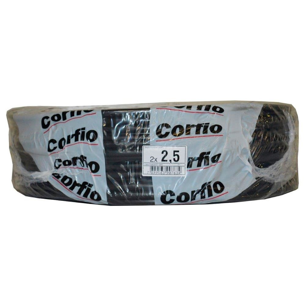 Cabo PP Corfio 2X2,5mmx100m Rolo 1KV Preto Cabo PP Corfio 2X2,5mmx100m Rolo 1KV Preto