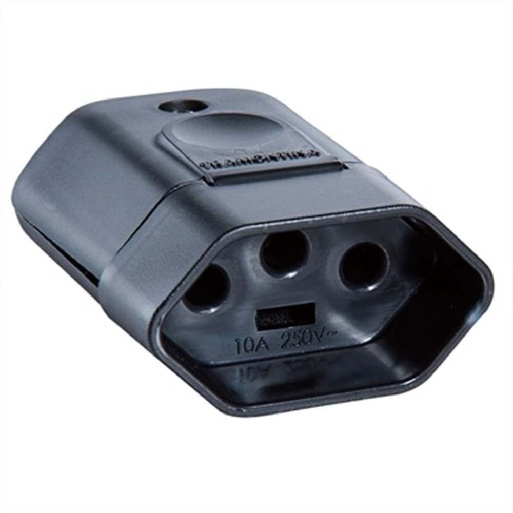 Pino Plug FêmeaTramontina 2P+T 10A Preto - Embalagem com 10 Unidades Pino Plug FêmeaTramontina 2P+T 10A Preto - Embalagem com 10 Unidades