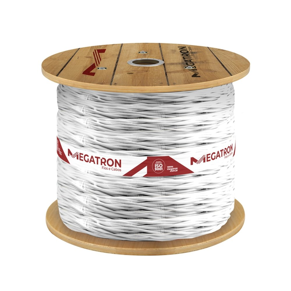 Cordão Torcido Megatron 2x4,0mmx500m Bobina 300V Branco Cordão Torcido Megatron 2x4,0mmx500m Bobina 300V Branco
