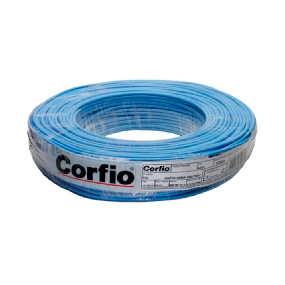 Cabo Flexível Corfio 10mmx500m Bobina 750V Azul Cabo Flexível Corfio 10mmx500m Bobina 750V Azul