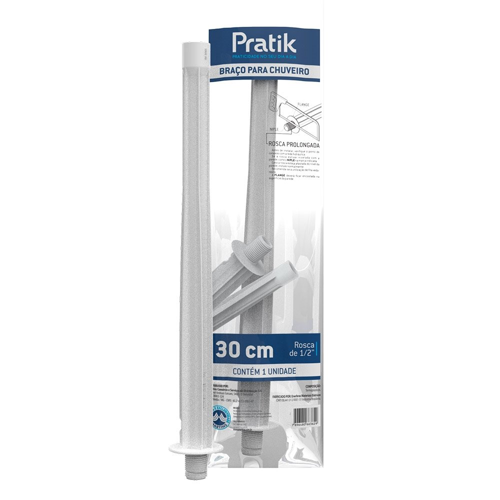 Braço para Chuveiro Pratik 30cm Branco 3008-E30PK Braço para Chuveiro Pratik 30cm Branco 3008-E30PK
