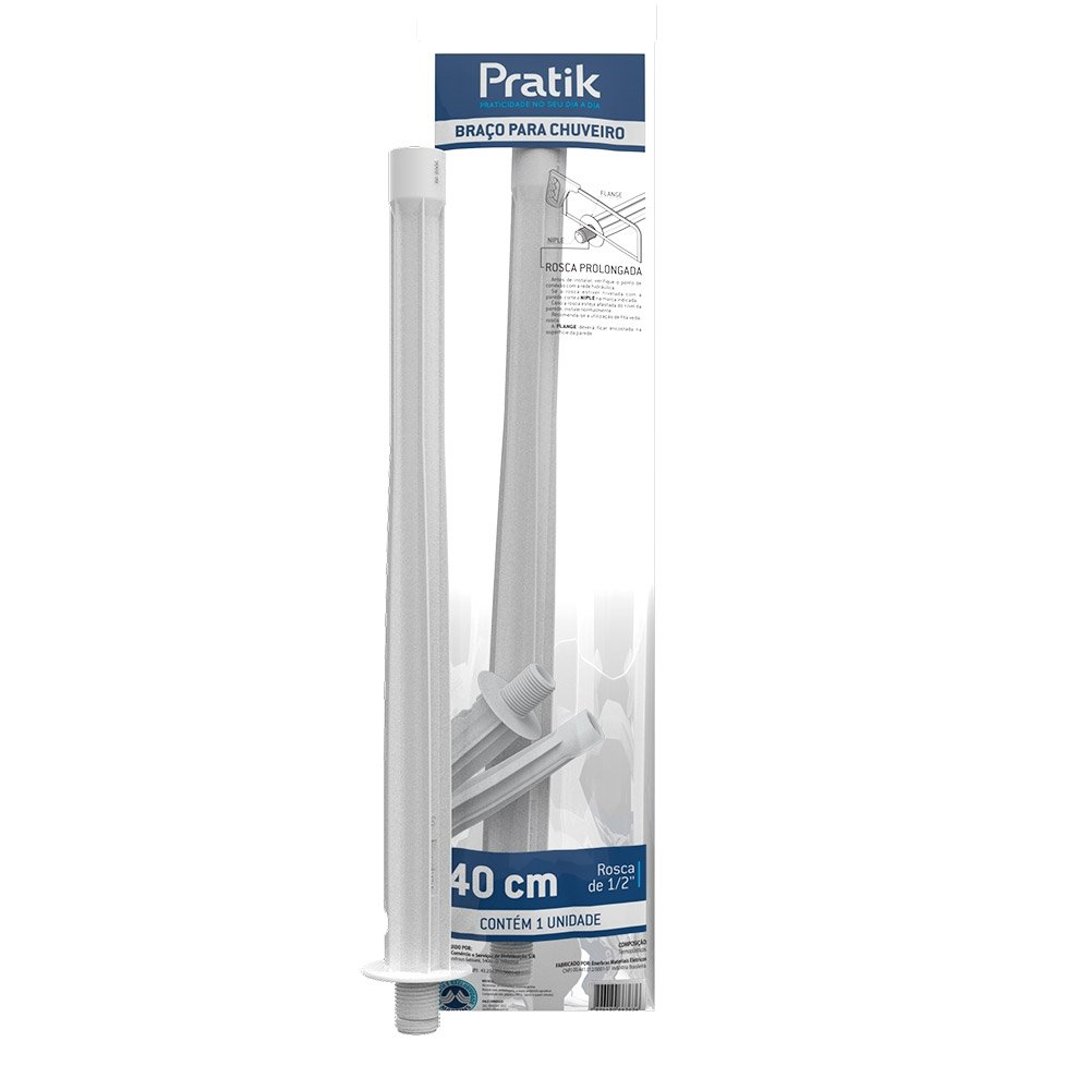 Braço para Chuveiro Pratik 40cm Branco 3008-E40PK Braço para Chuveiro Pratik 40cm Branco 3008-E40PK
