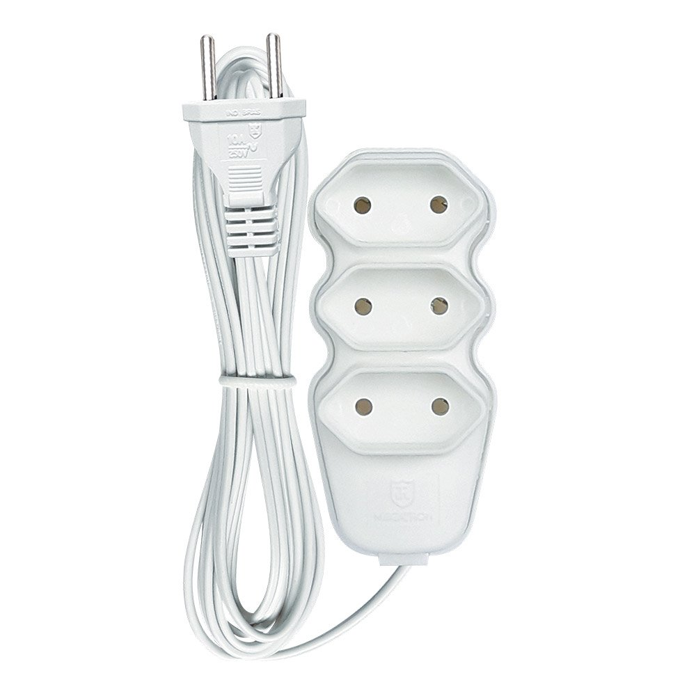 Extensao Pratik Fio Paralelo 2x0,75mm 3 Tomadas 5m Branco Extensao Pratik Fio Paralelo 2x0,75mm 3 Tomadas 5m Branco