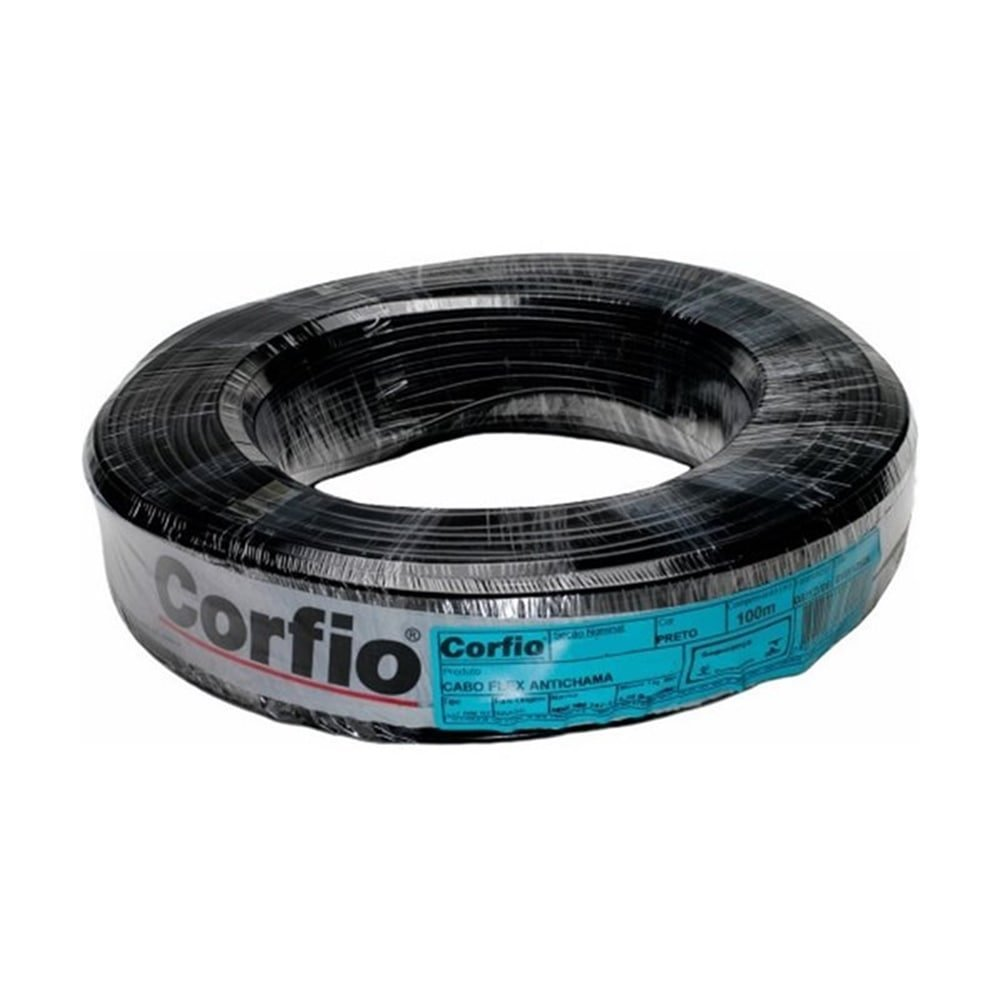Cabo Flexível Corfio 16mmx100m Rolo 750V Preto Cabo Flexível Corfio 16mmx100m Rolo 750V Preto