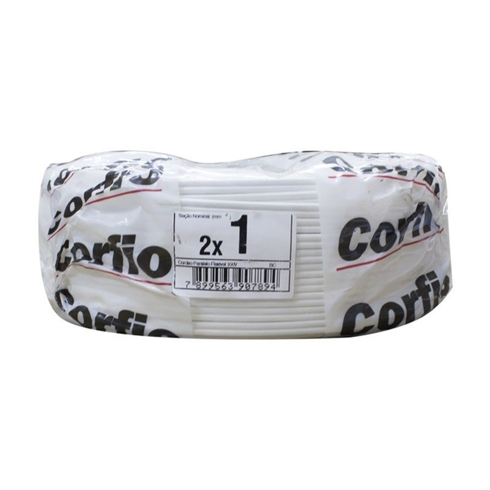 Cordão Paralelo Corfio 2x1mmx100m 300V Rolo Branco Cordão Paralelo Corfio 2x1mmx100m 300V Rolo Branco
