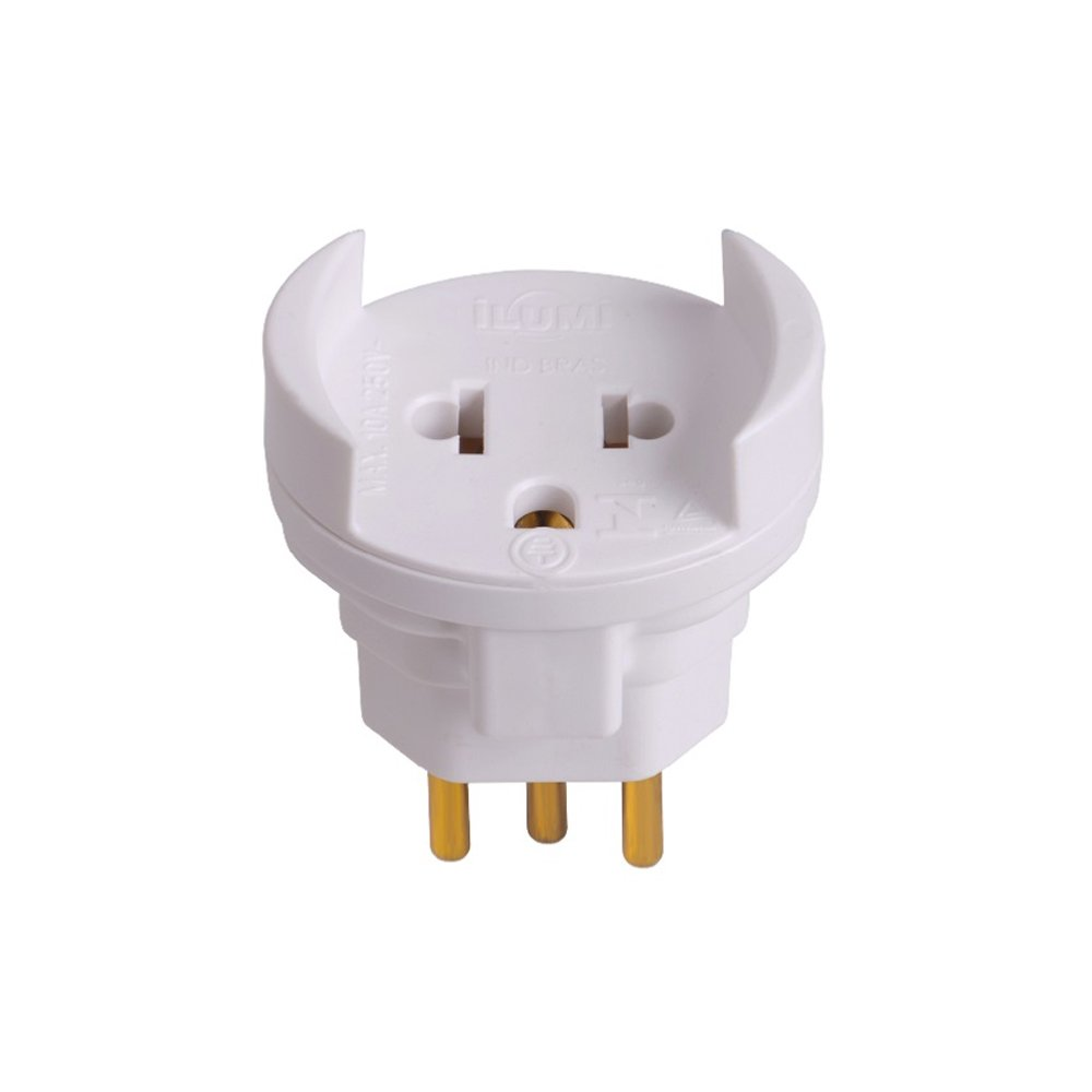 Pino Adaptador Universal Ilumi 2p+T 10a/250v Branco 25x1 Sm Pino Adaptador Universal Ilumi 2p+T 10a/250v Branco 25x1 Sm