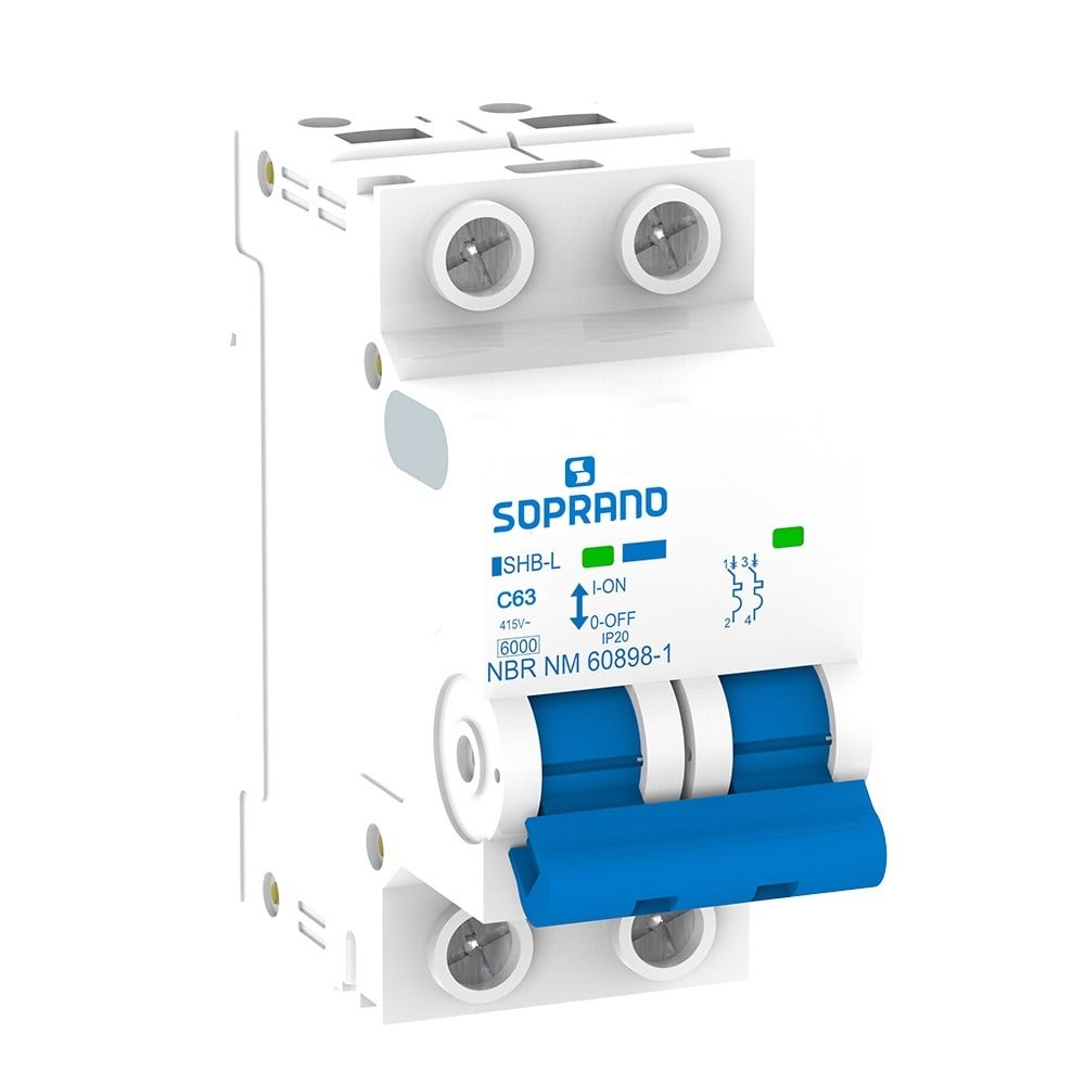 Disjuntor Soprano DIN 2P 63A SHB Curva C Cemig Branco Disjuntor Soprano DIN 2P 63A SHB Curva C Cemig Branco