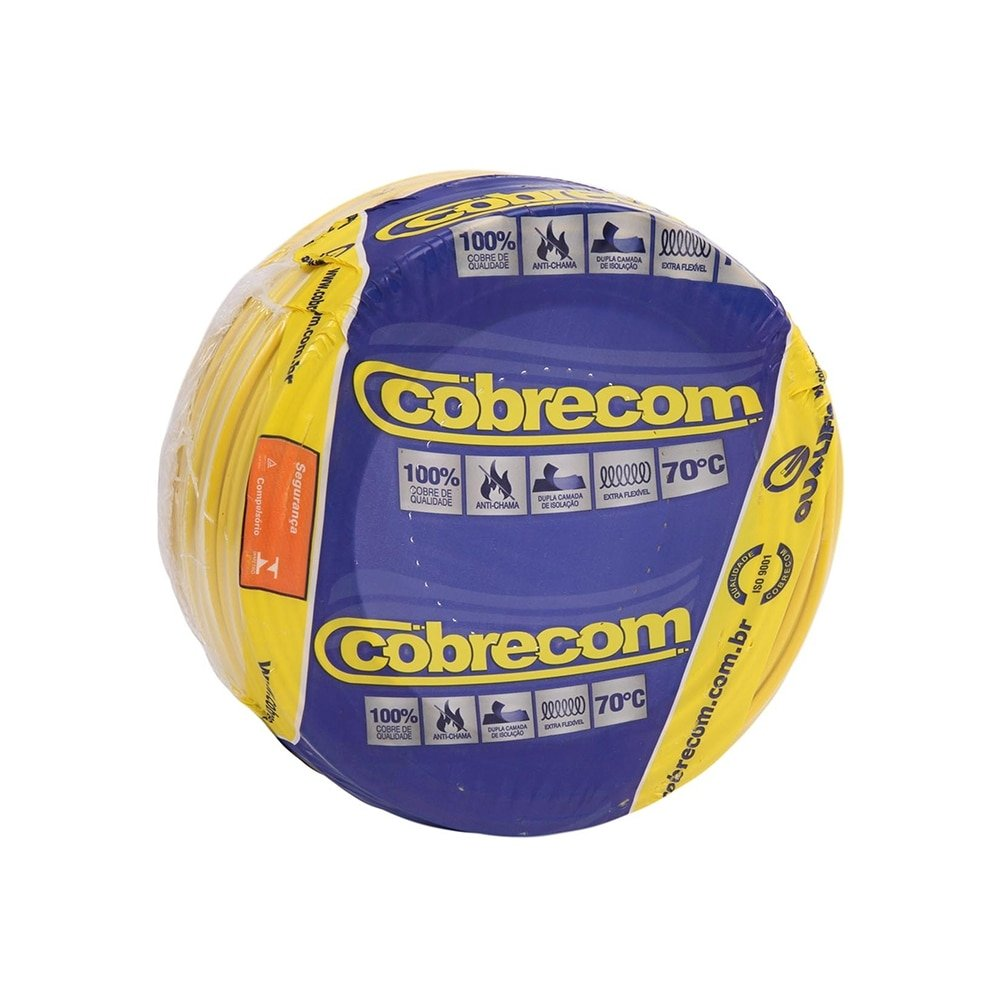 Cabo Flexível Cobrecom 2,5mmx1000m Bobina 750V Amarelo Cabo Flexível Cobrecom 2,5mmx1000m Bobina 750V Amarelo