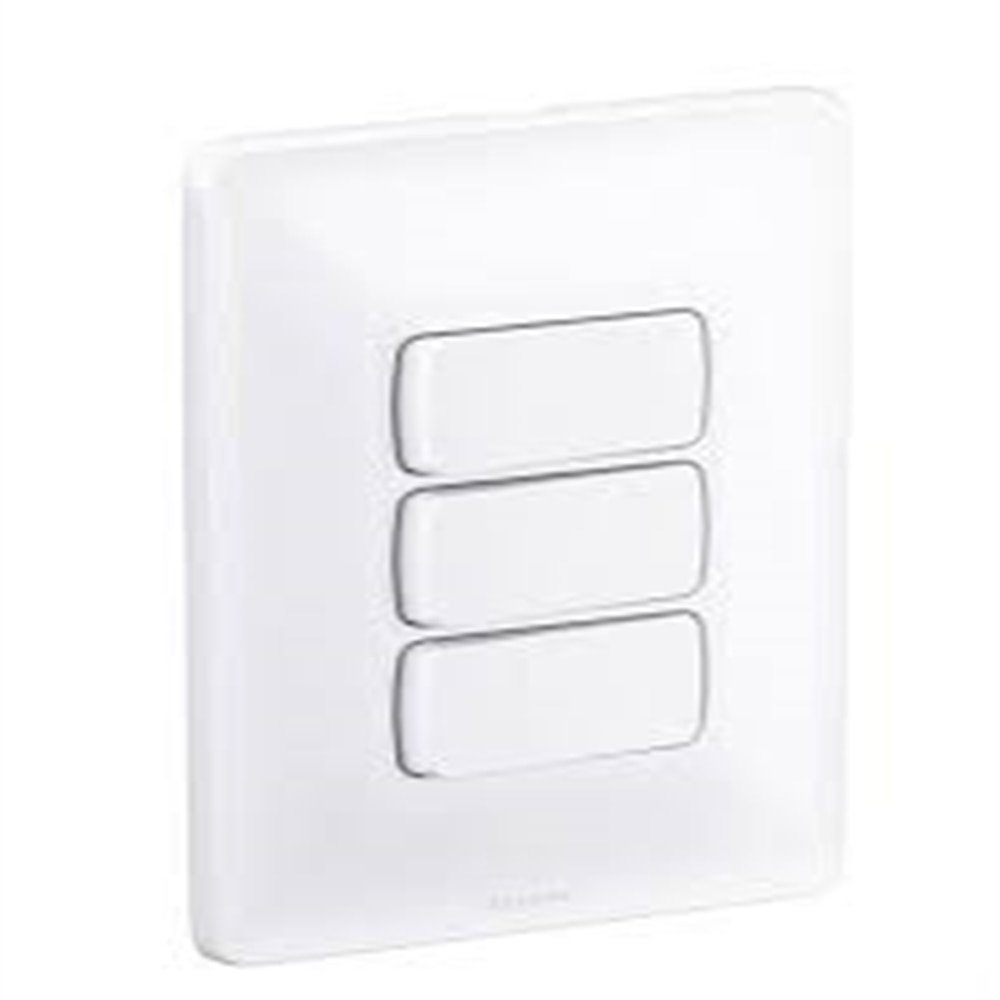 Interruptor Pial Zeffia 3 Tecla Simples 10A 250V Com Placa Branca Interruptor Pial Zeffia 3 Tecla Simples 10A 250V Com Placa Branca