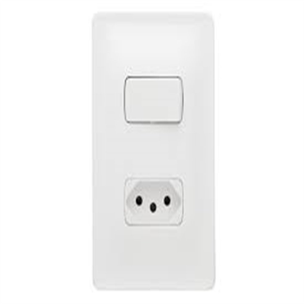Interruptor Pial Zeffia 1 Tecla Simples+Tomada 2p+T 10A 250V Com Placa Branca