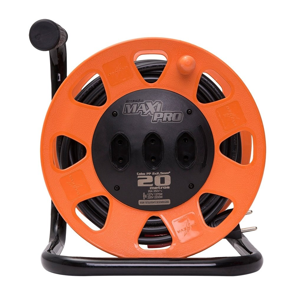 Extensão Daneva Maxi Pro Cabo PP 2,0 x 2,50mm 20m Laranja 3 Tomadas Extensão Daneva Maxi Pro Cabo PP 2,0 x 2,50mm 20m Laranja 3 Tomadas