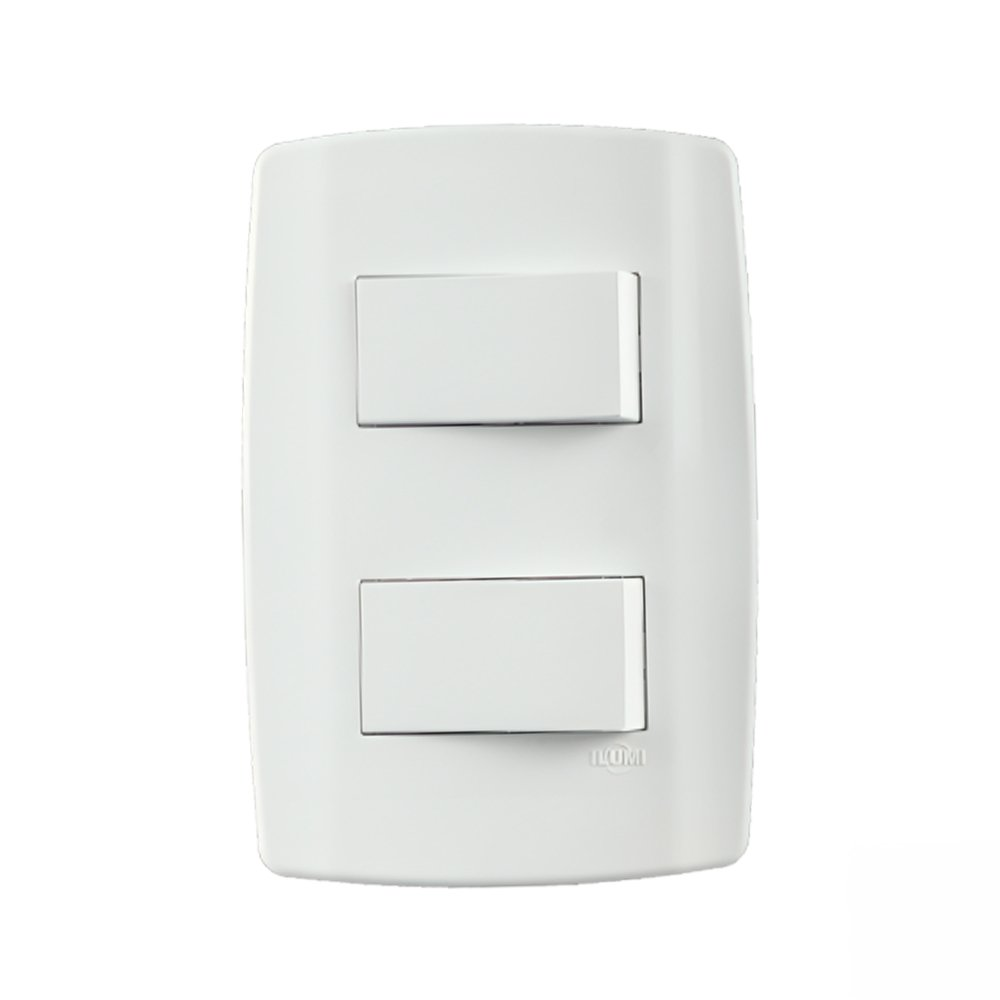 Interruptor Slim Ilumi 2 Tecla Simples com Placa 4 x 2 Interruptor Slim Ilumi 2 Tecla Simples com Placa 4 x 2