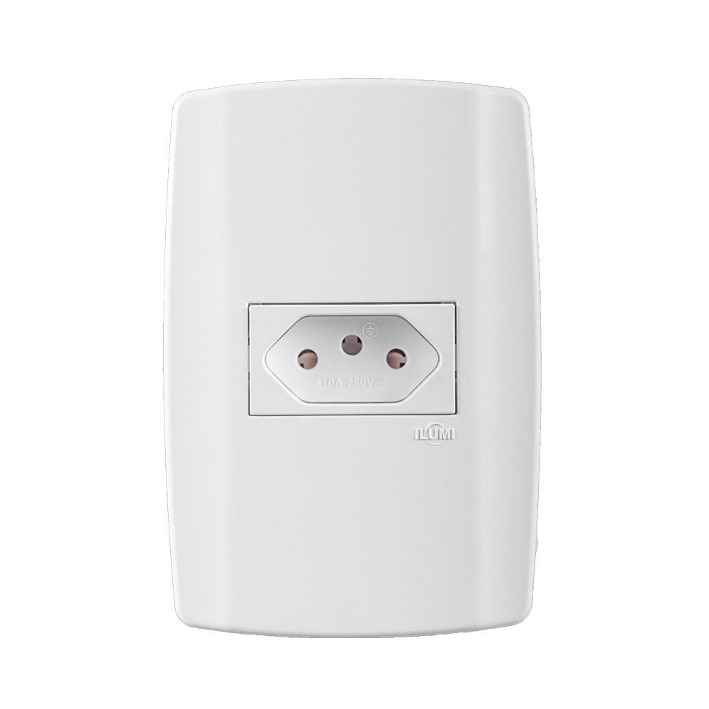 Tomada Slim Ilumi 2P+T 10A com Placa 4x2P Tomada Slim Ilumi 2P+T 10A com Placa 4x2P