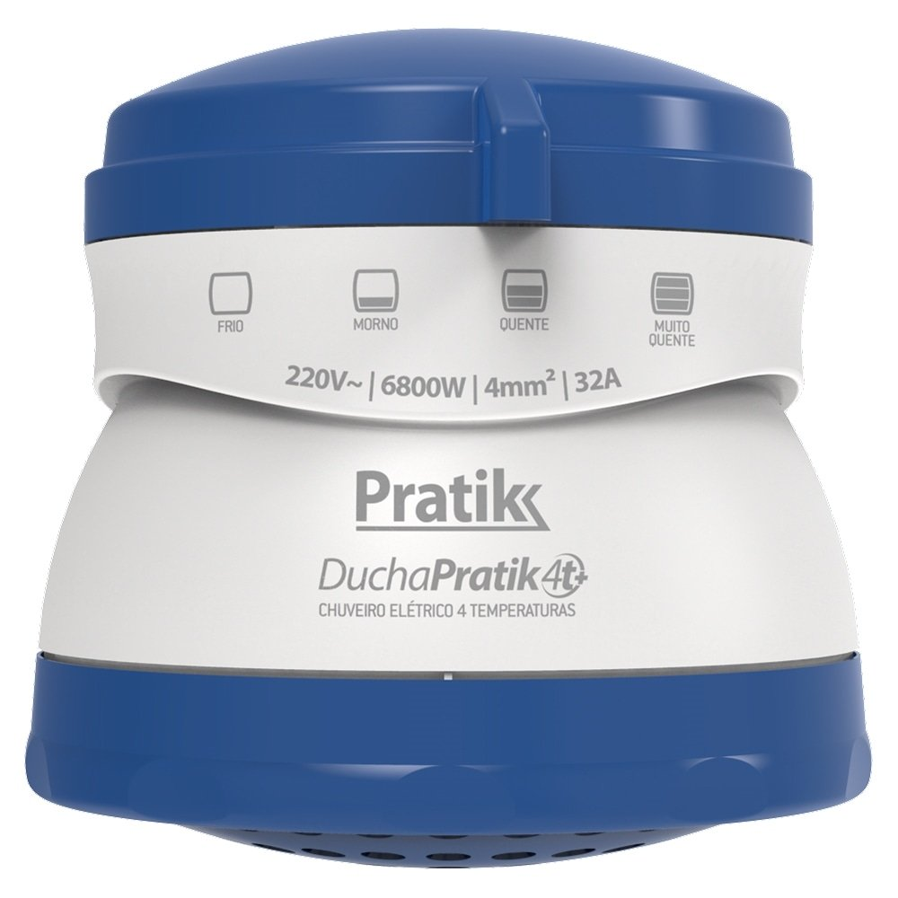 Chuveiro Ducha Pratik 4t+ 4 Temperaturas, 5500W, Branco/Azul Chuveiro Ducha Pratik 4t+ 4 Temperaturas, 5500W, Branco/Azul