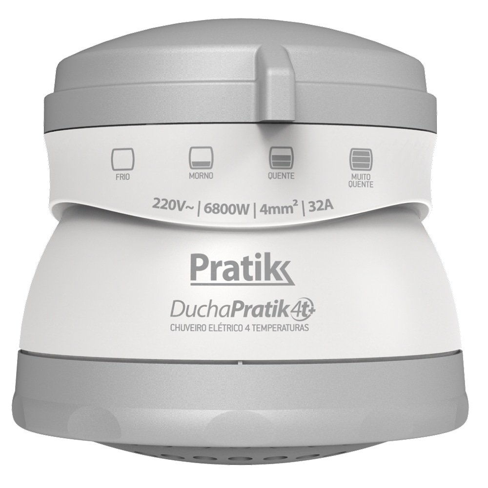 Chuveiro Ducha Pratik 4t+ 4 Temperaturas, Branco/Prata Chuveiro Ducha Pratik 4t+ 4 Temperaturas, Branco/Prata
