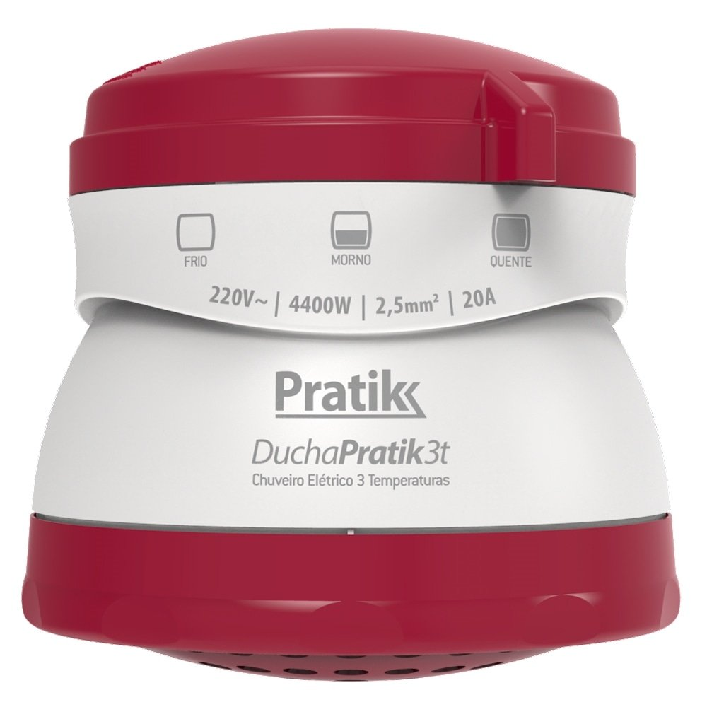 Chuveiro Ducha Pratik 3 Temperaturas, 4400W, Branco/Vinho Chuveiro Ducha Pratik 3 Temperaturas, 4400W, Branco/Vinho