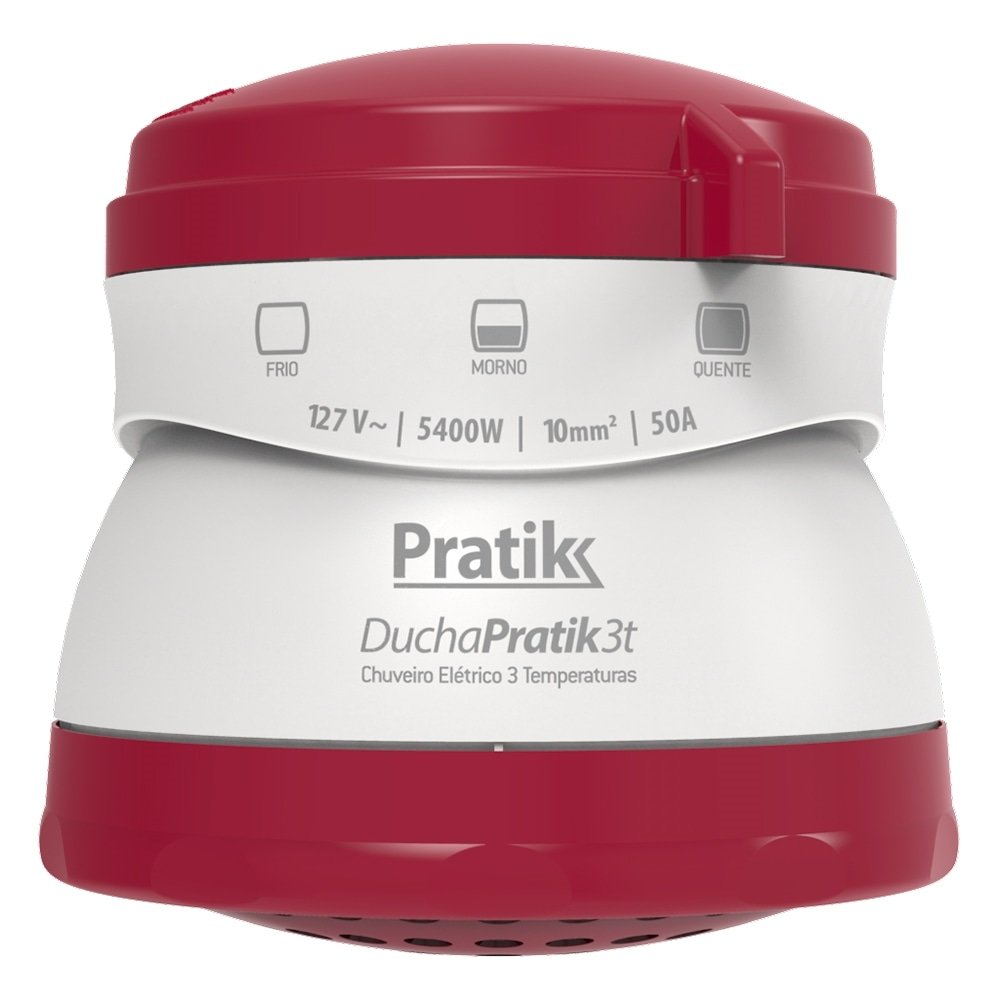 Chuveiro Ducha Pratik 3 Temperaturas, 5400W, Branco/Vinho Chuveiro Ducha Pratik 3 Temperaturas, 5400W, Branco/Vinho