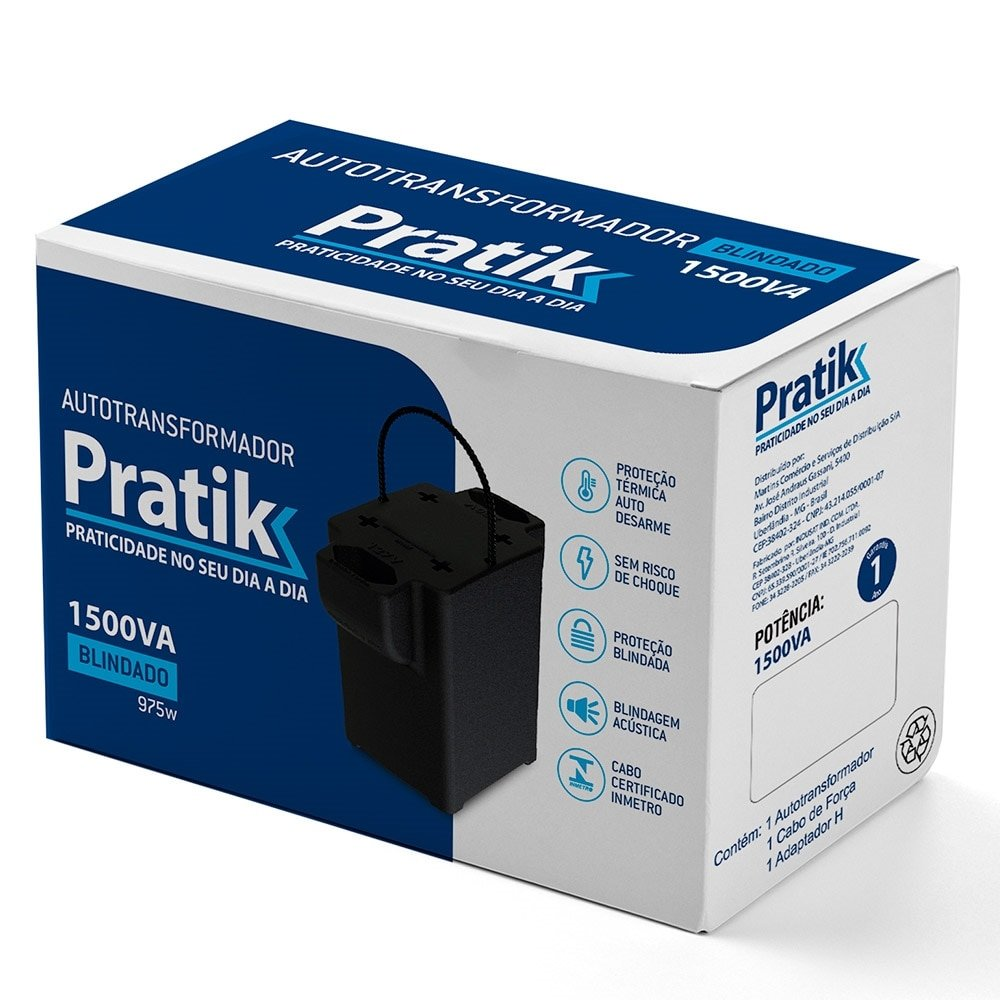 Transformador Pratik 1500VA Blindado Bivolt Transformador Pratik 1500VA Blindado Bivolt