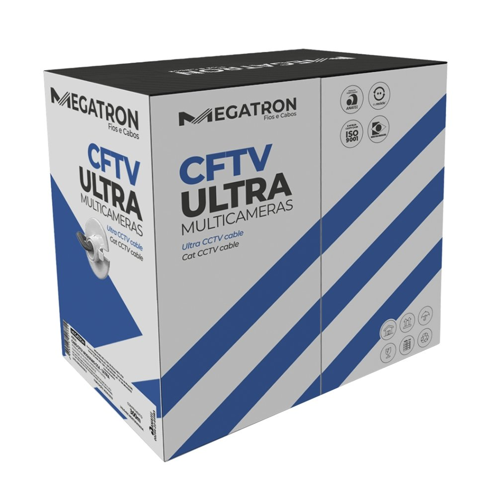 Cabo Ultra CFTV Megatron Mega Alarme 4 Pares CCA 300m Azul Cabo Ultra CFTV Megatron Mega Alarme 4 Pares CCA 300m Azul