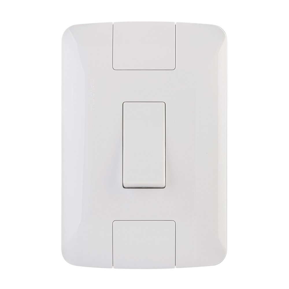 Interruptor Aria Tramontina 1 Tecla Simples 6A com Placa Branco Interruptor Aria Tramontina 1 Tecla Simples 6A com Placa Branco