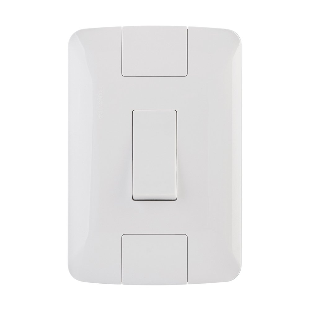Interruptor Aria Tramontina 1 Tecla Paralelo 6A com Placa Branco Interruptor Aria Tramontina 1 Tecla Paralelo 6A com Placa Branco