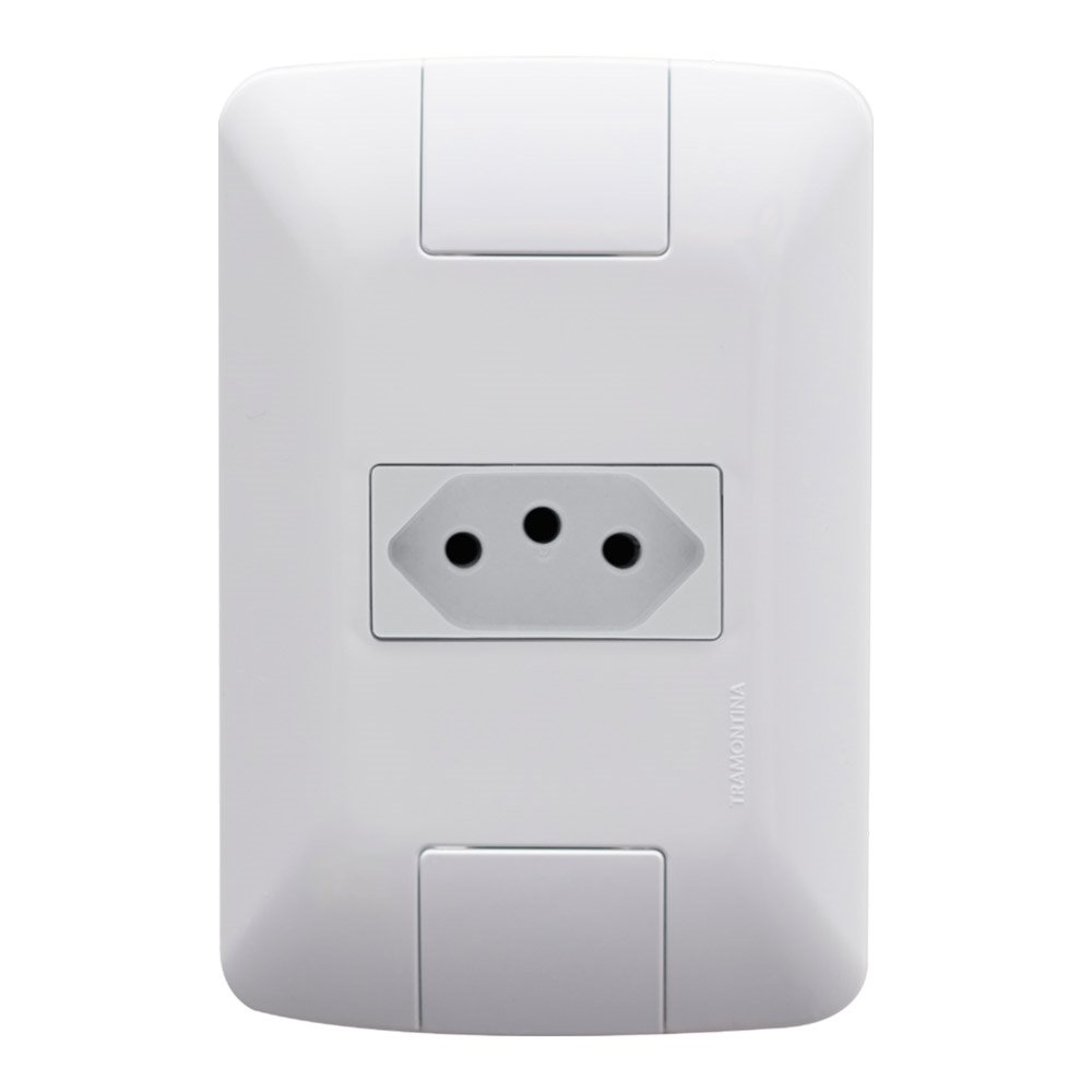 Tomada Aria Tramontina 2P+T 10A com Placa Branco Tomada Aria Tramontina 2P+T 10A com Placa Branco