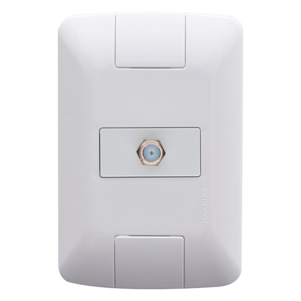 Tomada Aria Tramontina para Antena TV Sat com placa Branco Tomada Aria Tramontina para Antena TV Sat com placa Branco