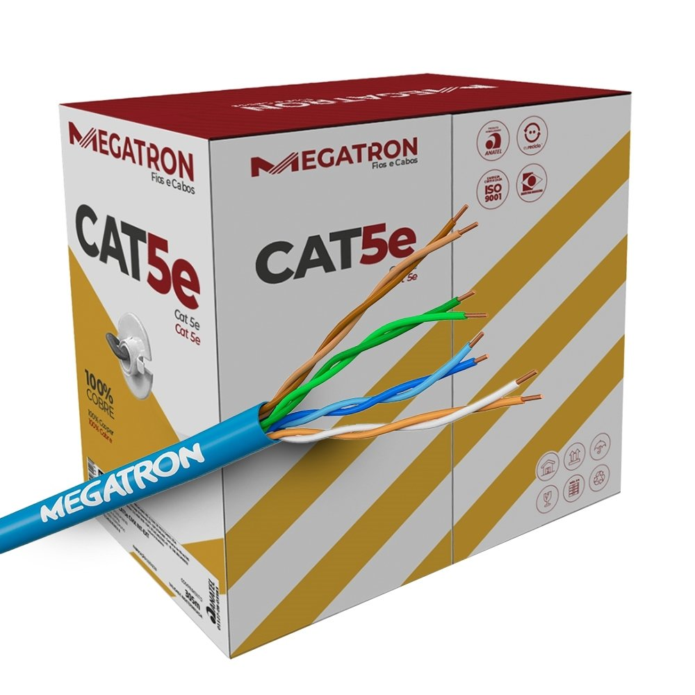 Cabo Megatron CAT.5E Comunicação de Dados LAN 4 Pares 305m Azul Cabo Megatron CAT.5E Comunicação de Dados LAN 4 Pares 305m Azul