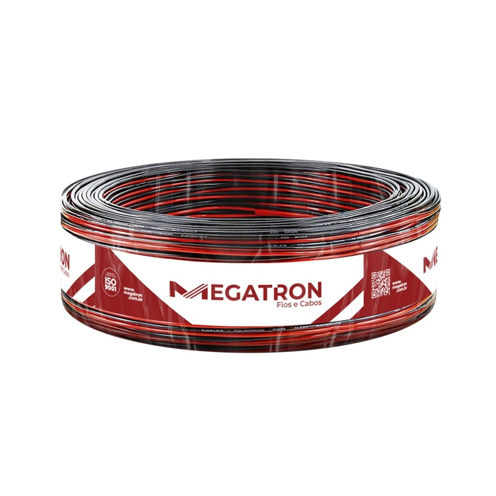 Cabo para Som Megatron 2X1,50mm 100m Bicolor Preto/Vermelho Cabo para Som Megatron 2X1,50mm 100m Bicolor Preto/Vermelho