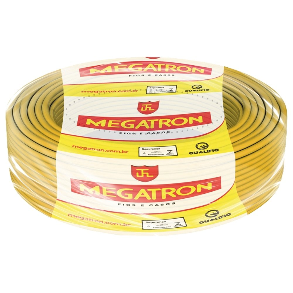 Cabo Flexível Megatron 1,0mmX100m Rolo 750V Amarelo Cabo Flexível Megatron 1,0mmX100m Rolo 750V Amarelo