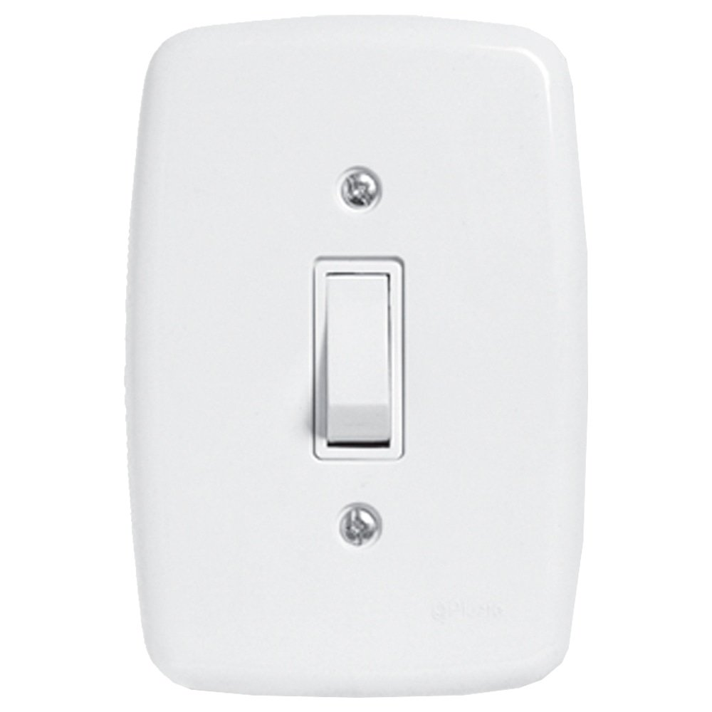 Interruptor Ideale Pluzie 1 Tecla Simples com Placa 4x2 Branca Interruptor Ideale Pluzie 1 Tecla Simples com Placa 4x2 Branca
