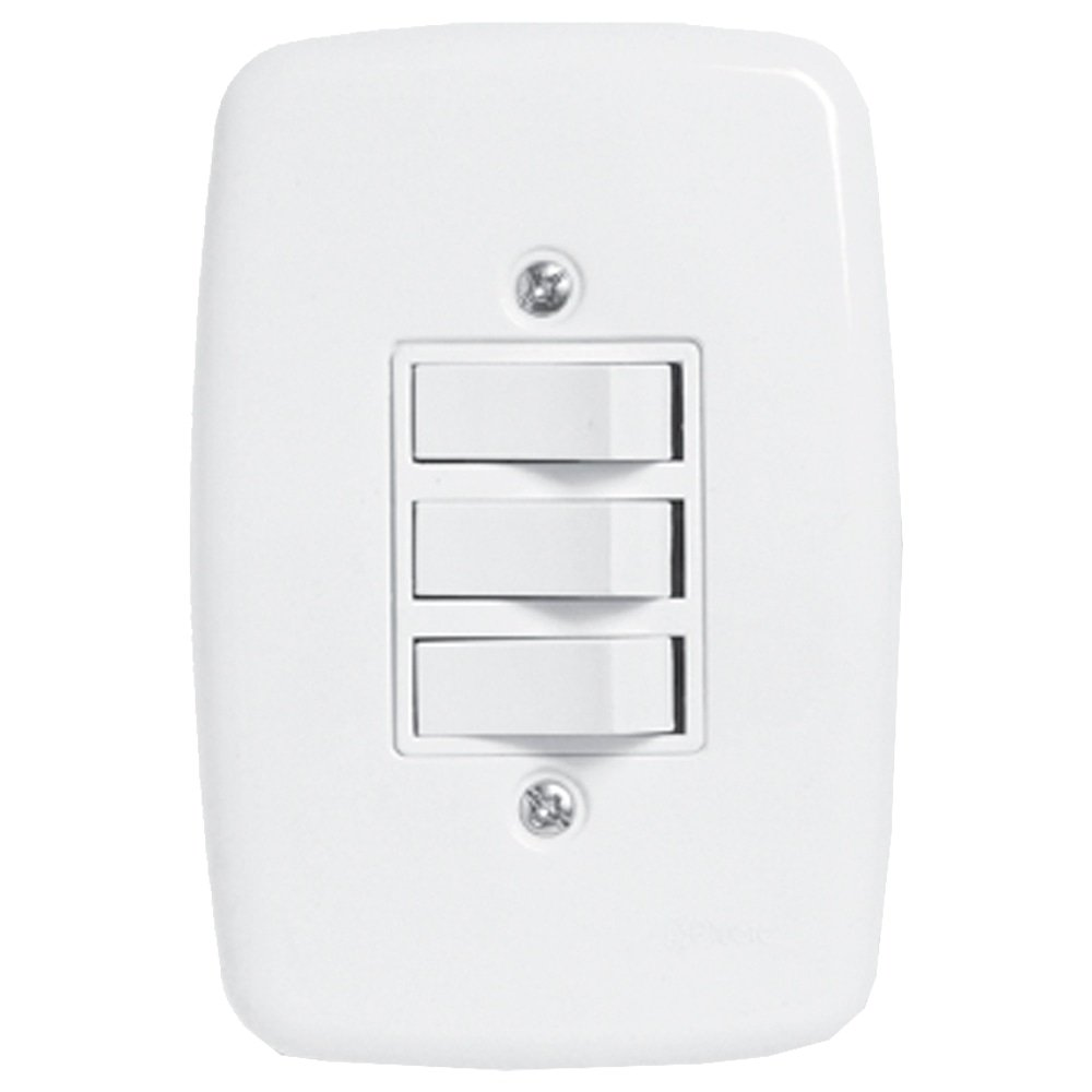 Interruptor Ideale Pluzie 3 Teclas Simples Com Placa 4x2 Branca Interruptor Ideale Pluzie 3 Teclas Simples Com Placa 4x2 Branca
