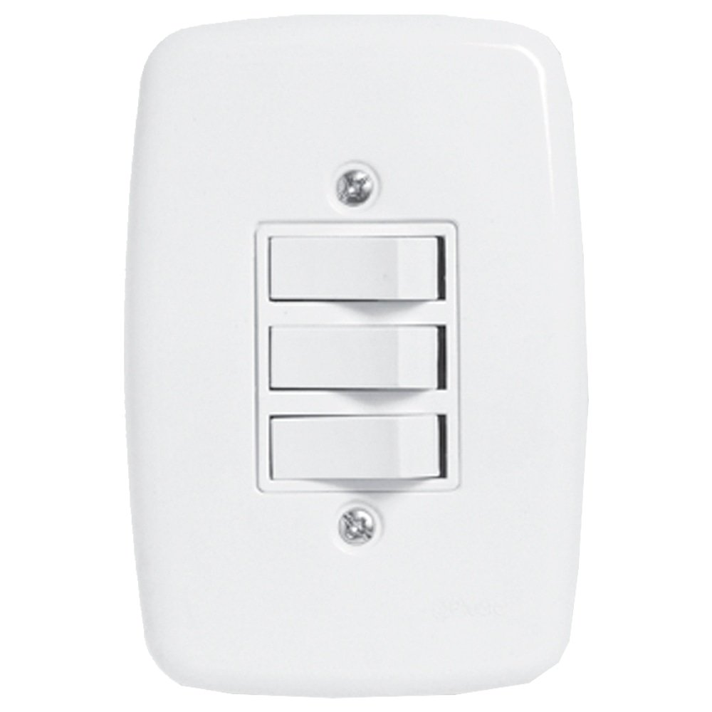 Interruptor Ideale Pluzie 3 Teclas Simples - Paralelo Com Placa 4x2 Branco Interruptor Ideale Pluzie 3 Teclas Simples - Paralelo Com Placa 4x2 Branco